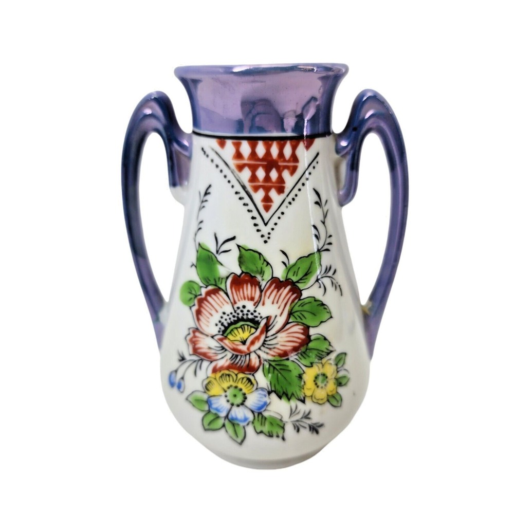 Flower Bud Vase 5" Vintage Hand Painted Japan Lusterware